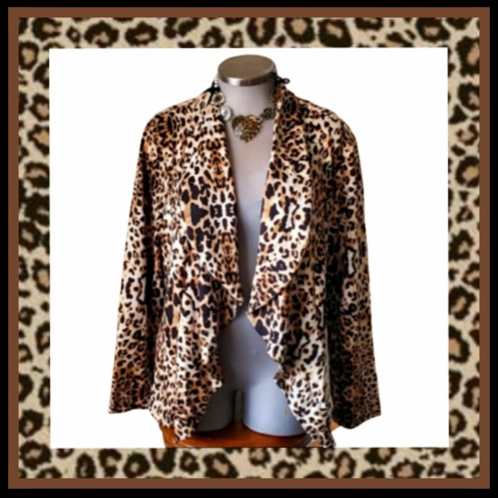CHEETAH ☆ ANIMAL PRINT ☆ FLYAWAY FRONT JACKET ☆ Sz. 3x ☆ NWOT